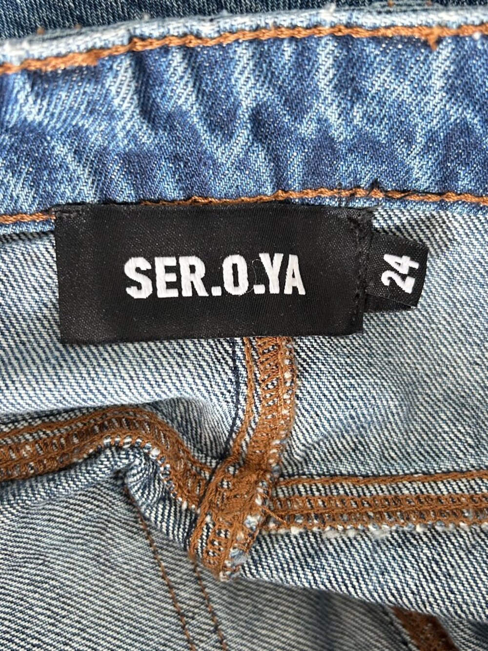 SER.O.YA LAFAYETTE Slim Straight Leg Low Tide Jeans Size W24 L34 Slit Hem - Picture 11 of 15